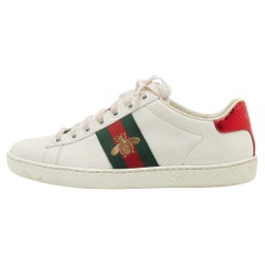Gucci White Leather Web Ace Low Top Sneakers