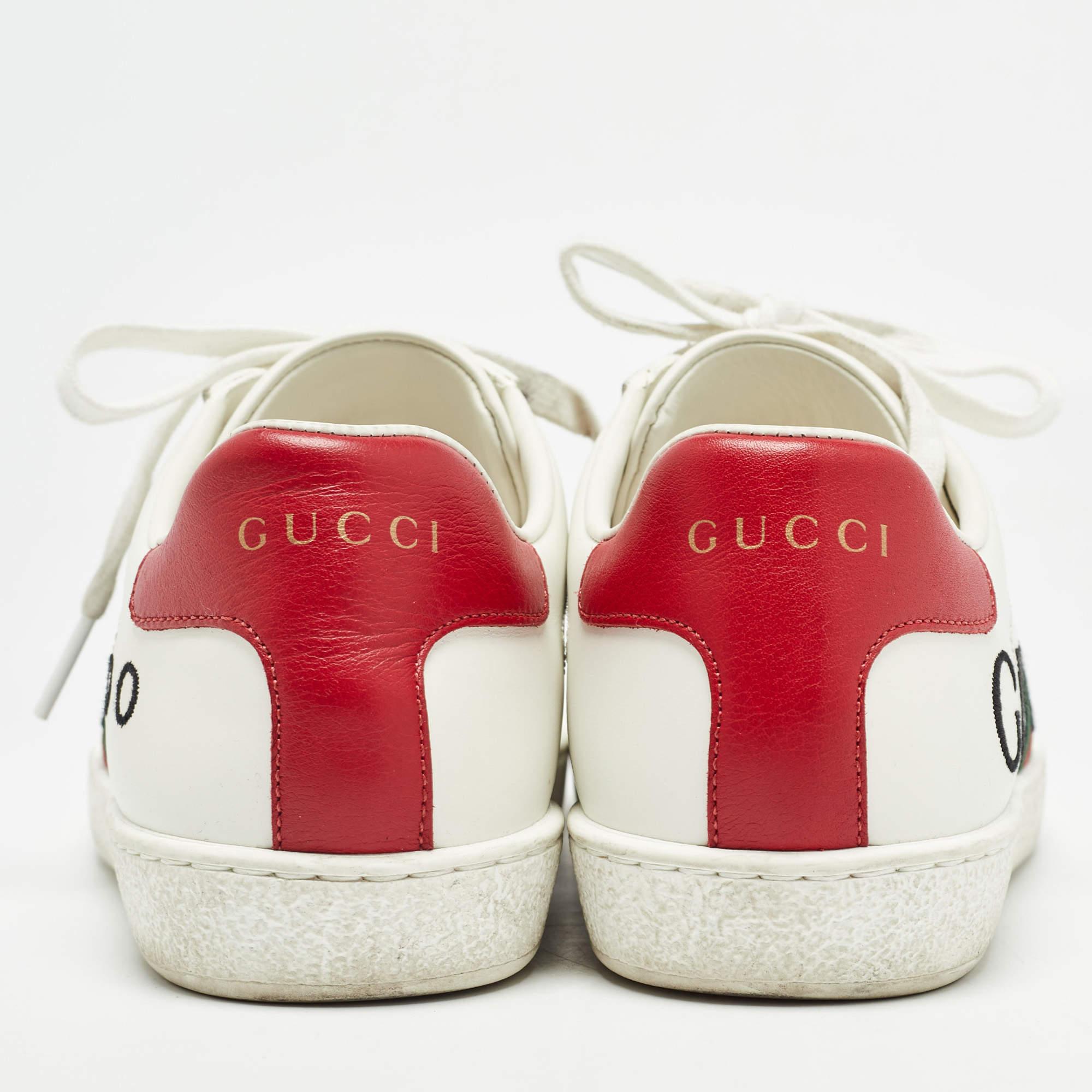 Gucci White Leather Web  Ace Low Top Sneakers Size 37 For Sale 1