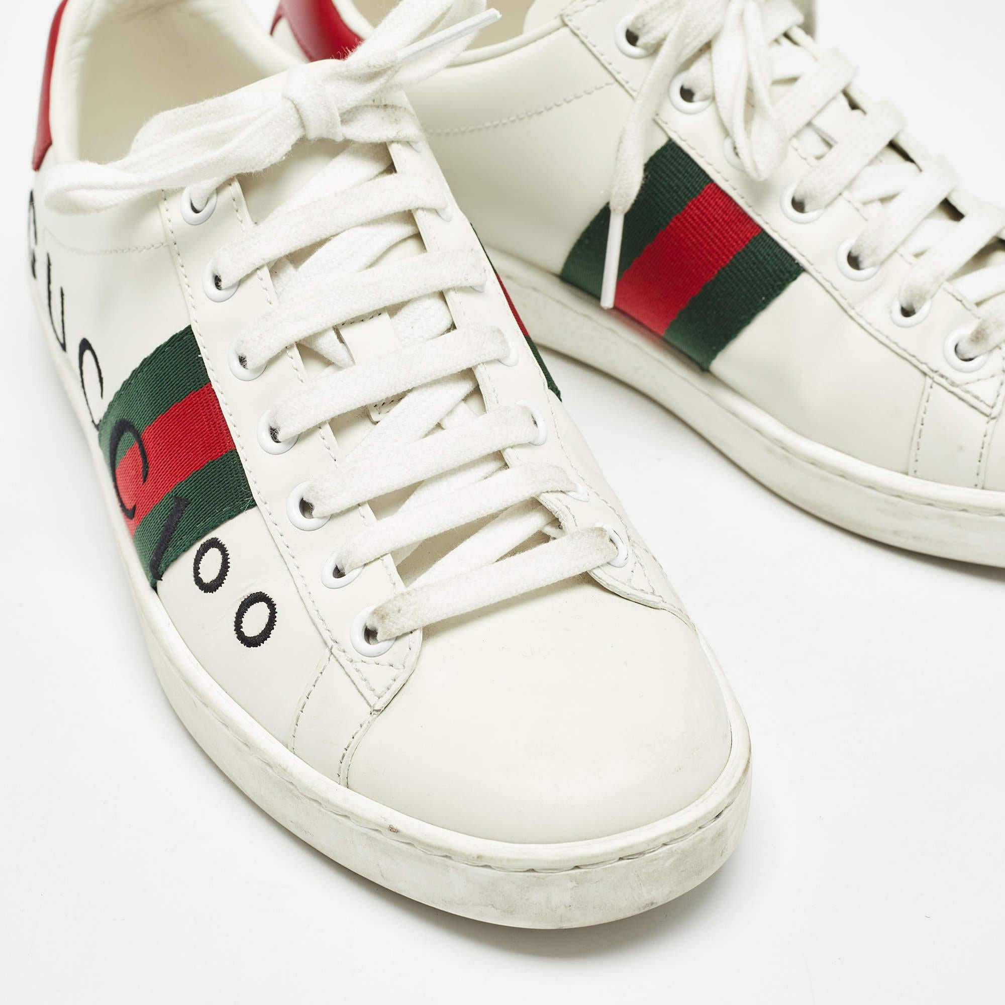 Gucci White Leather Web  Ace Low Top Sneakers Size 37 For Sale 3