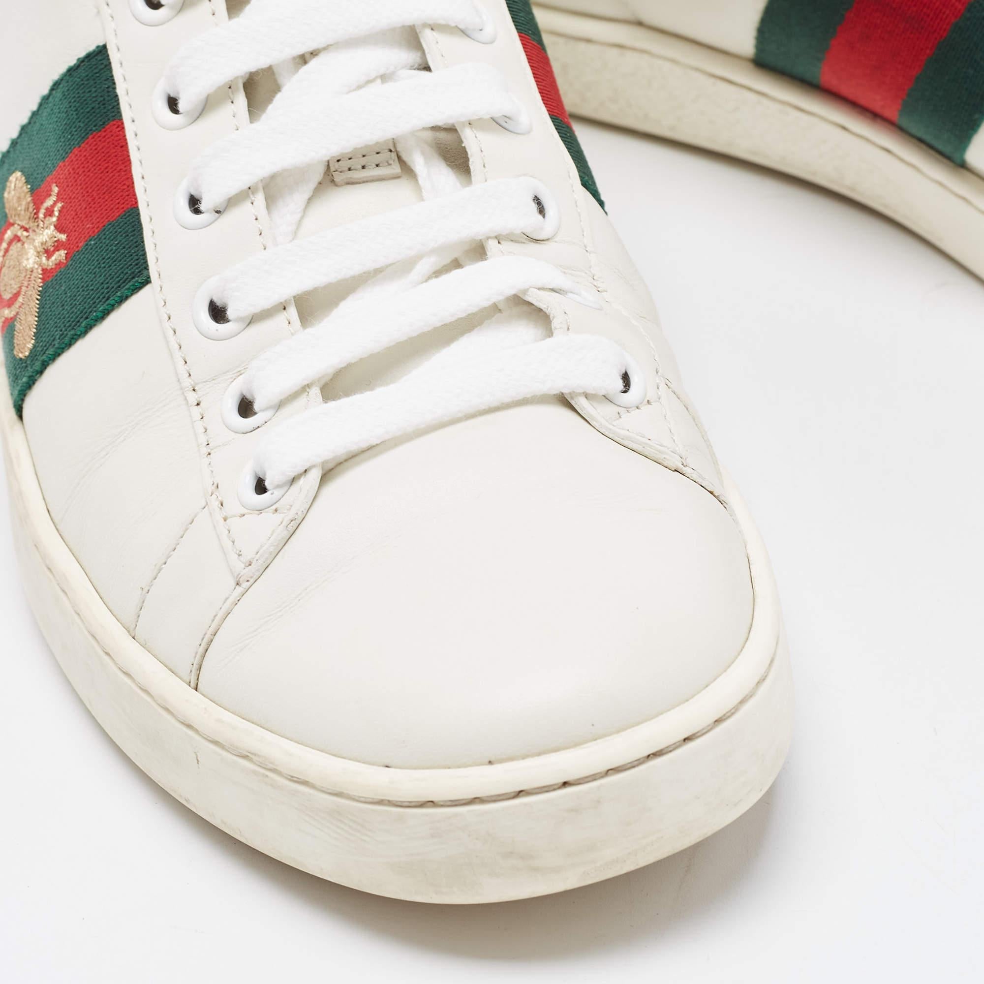 Gucci White Leather Web Ace Low Top Sneakers Size 38 1