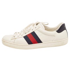 Gucci White Leather Web Ace Low Top Sneakers Size 42