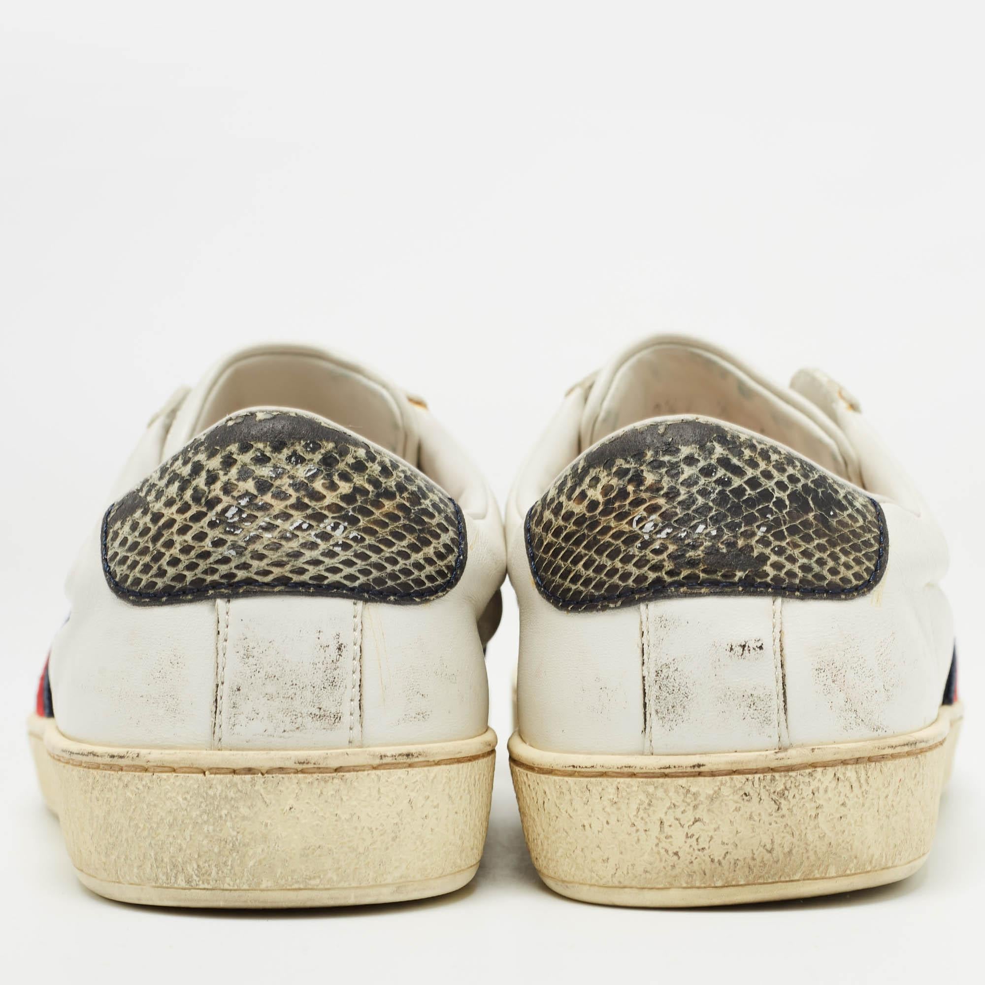 Gucci Weiß Leder Web Ace Slip On Turnschuhe Größe 40,5 im Angebot 1