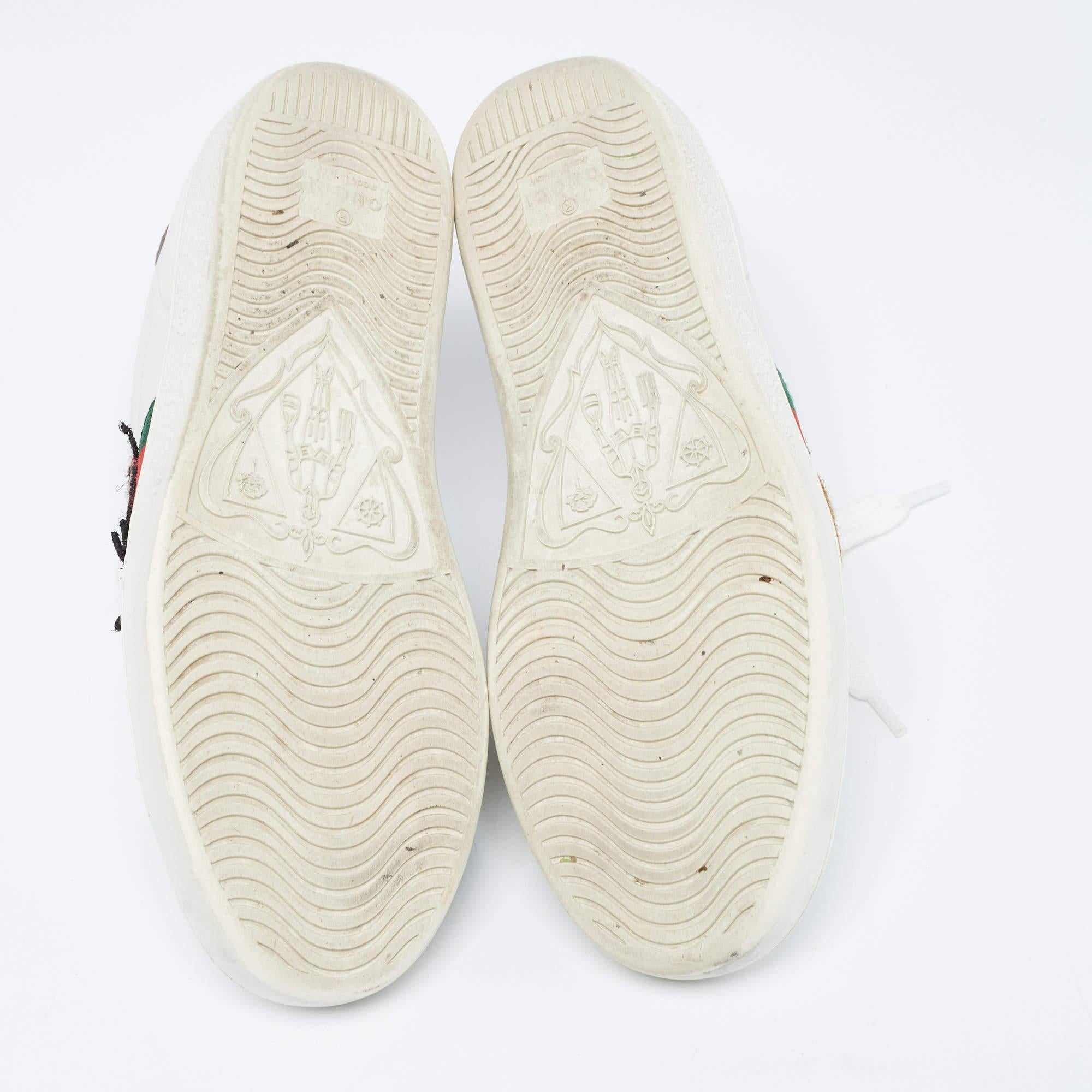 Gucci White Leather Web Ace Sneakers Size 34.5 For Sale 4