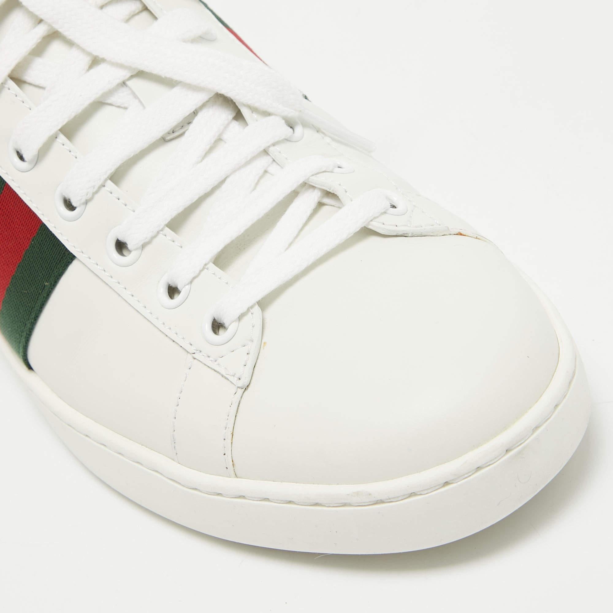 Gucci White Leather Web Ace Sneakers Size 39.5 3