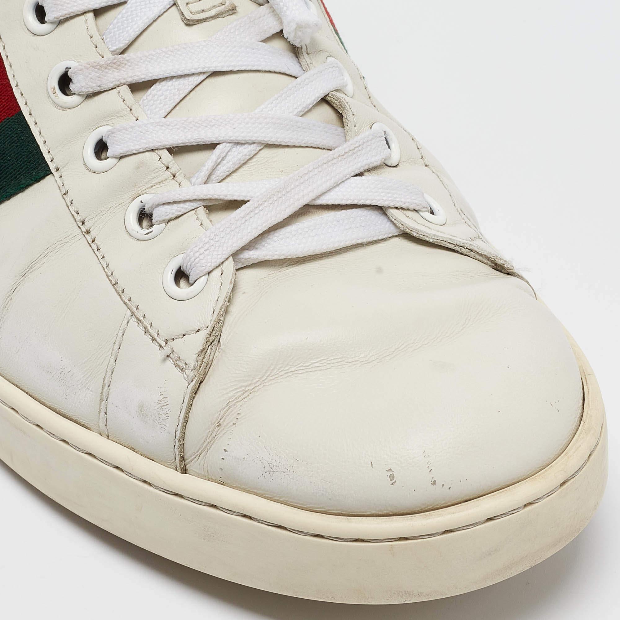 Gucci White Leather Web Ace Sneakers Size 46 3