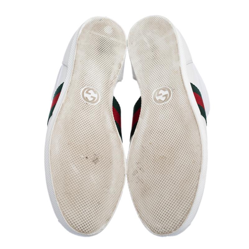 Gucci White Leather Web Detail High Top Sneakers Size 39 1
