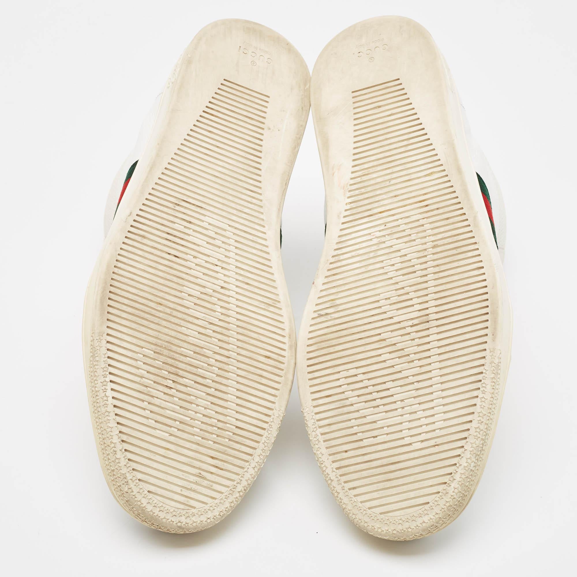 Gucci White Leather Web Detail High Top Sneakers Size 43 For Sale 2