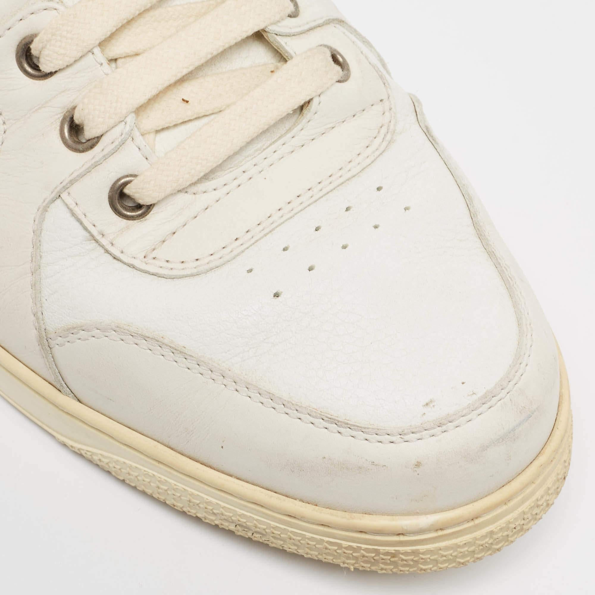 Gucci White Leather Web Detail High Top Sneakers Size 43 For Sale 4
