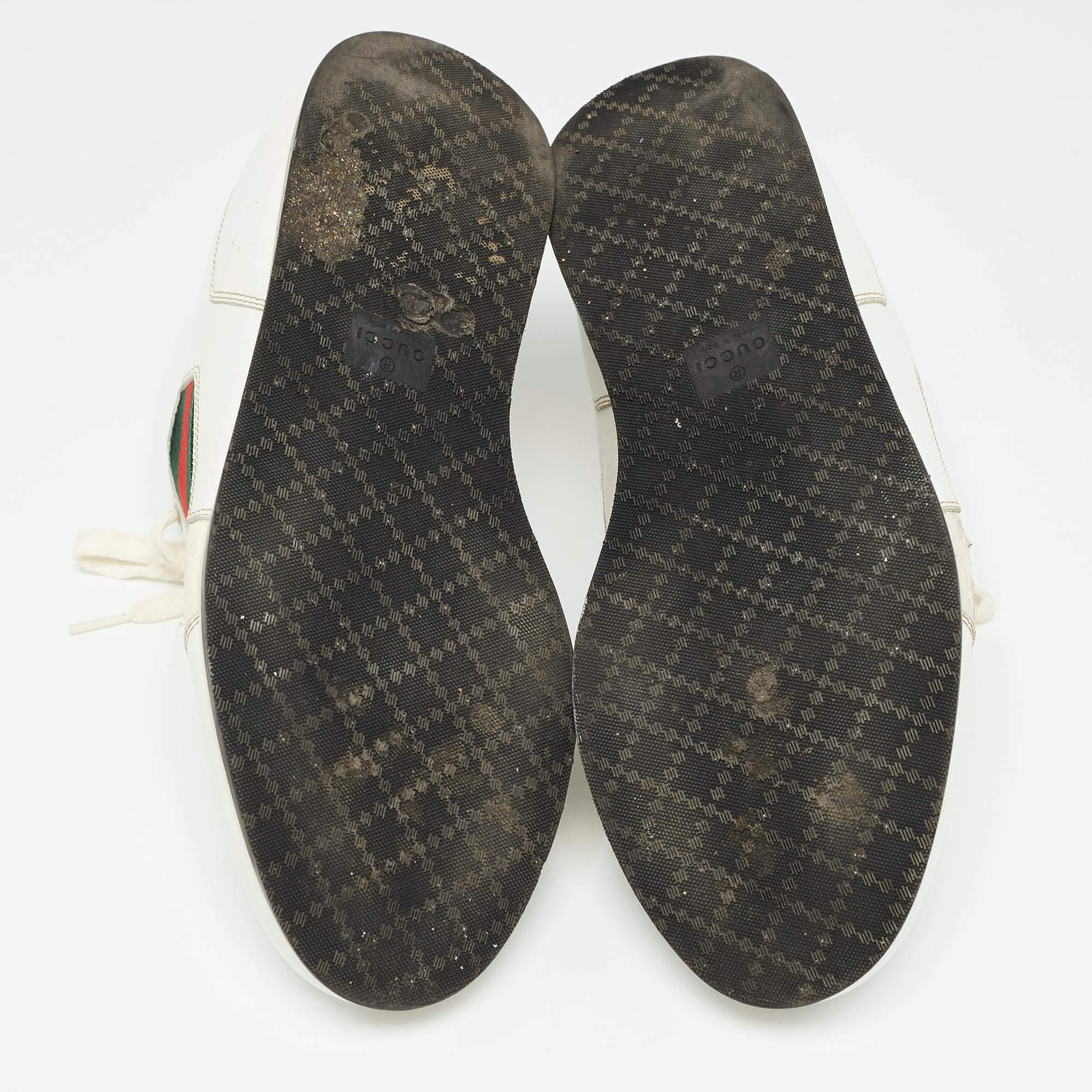 Gucci White Leather Web Detail Low Top Sneakers Size 41 For Sale 3