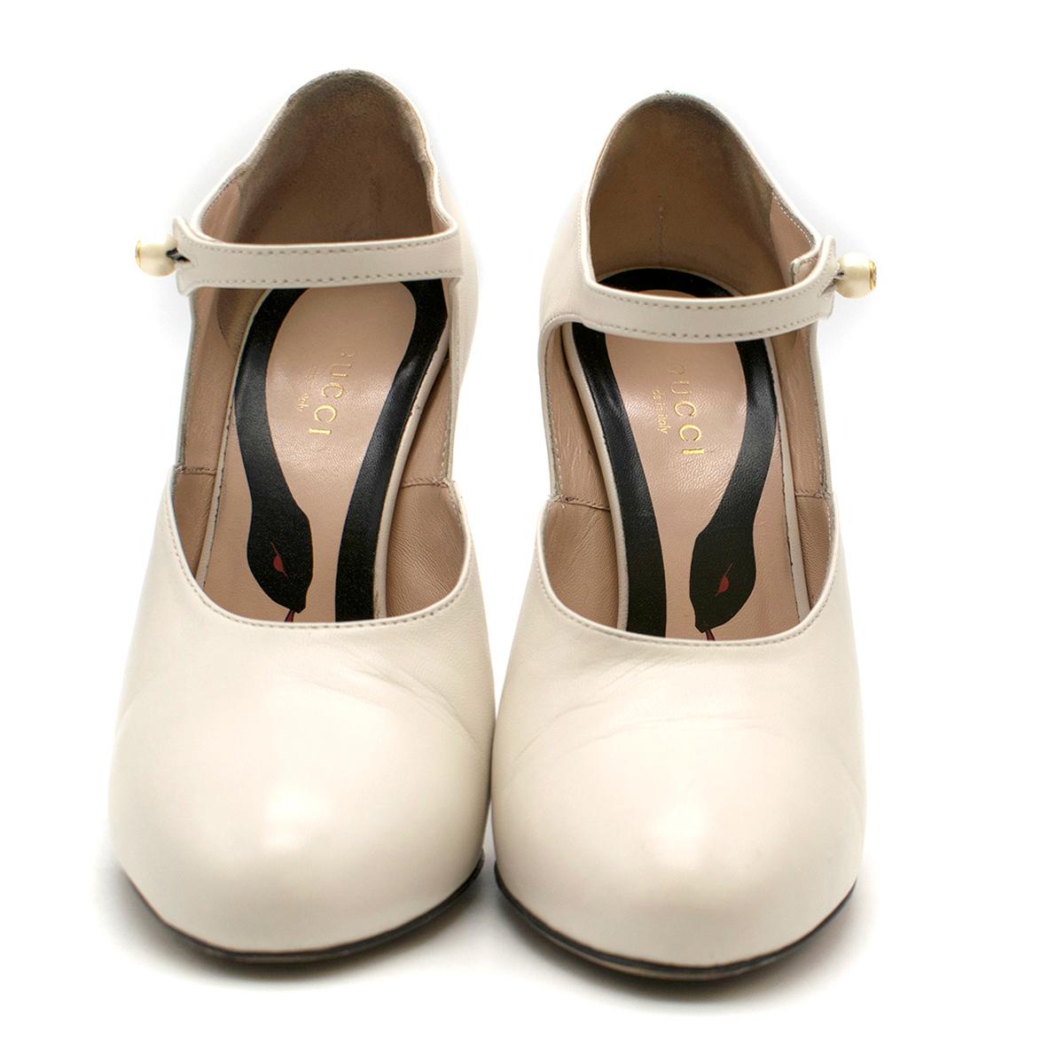 Women's Gucci White 'lesley' Ankle Strap Pumps US 35.5 For Sale