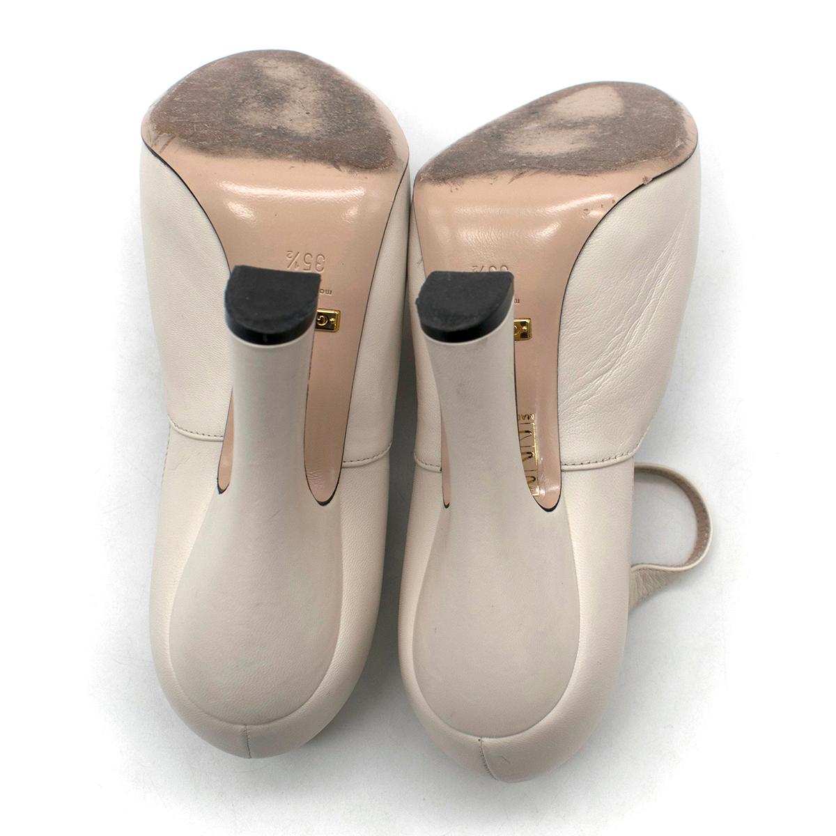 Gucci White 'lesley' Ankle Strap Pumps US 35.5 For Sale 3