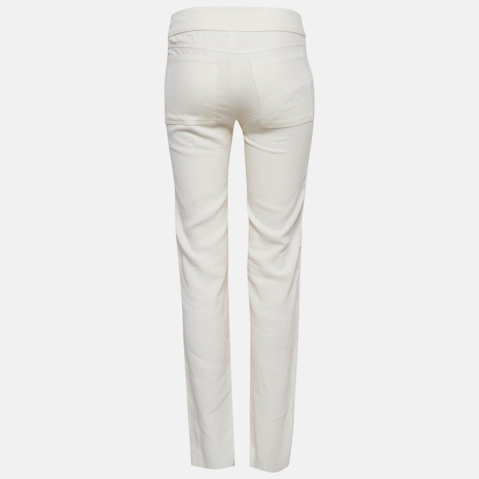 Gray Gucci White Linen Cargo Trousers XS