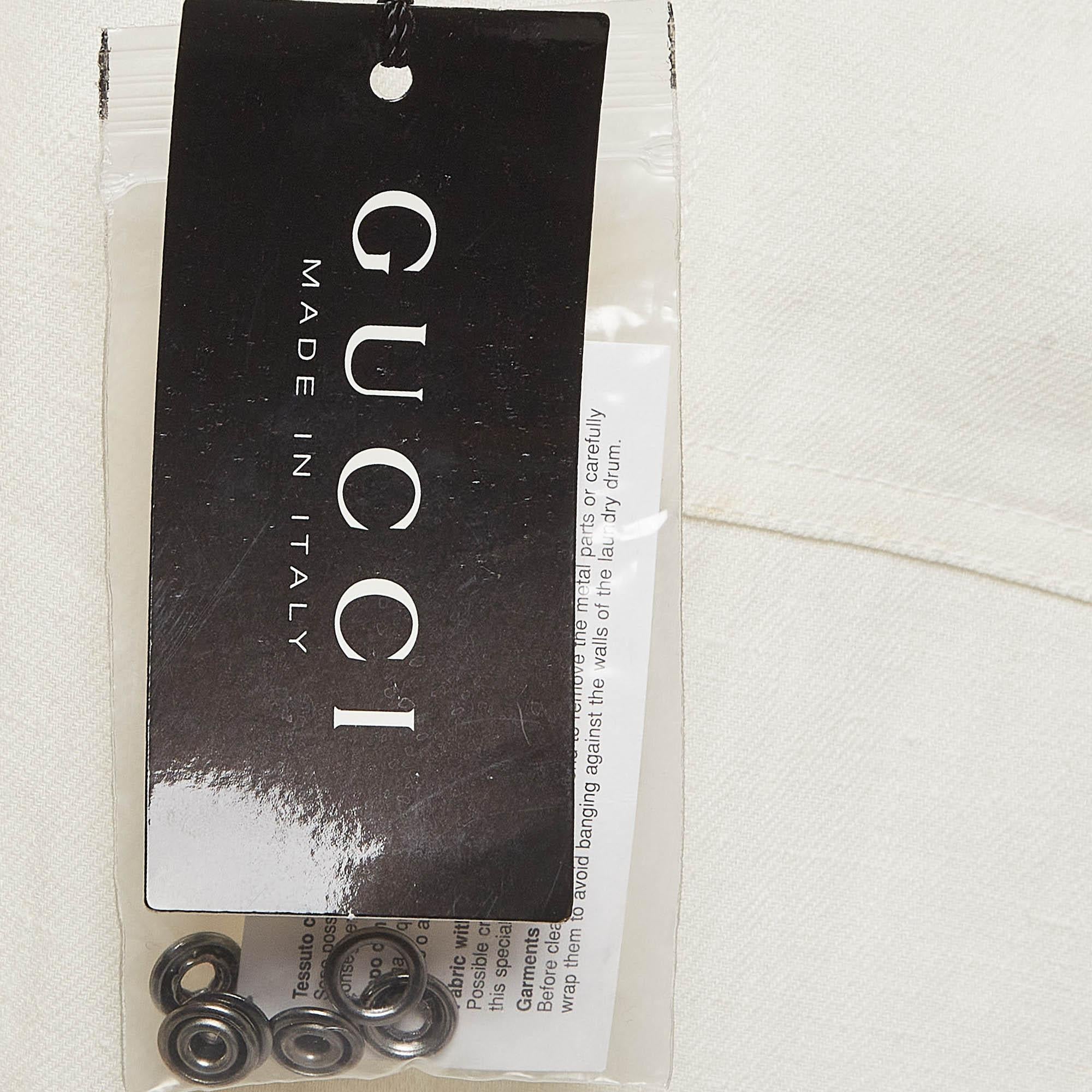 Gucci White Linen Cargo Trousers XS 3