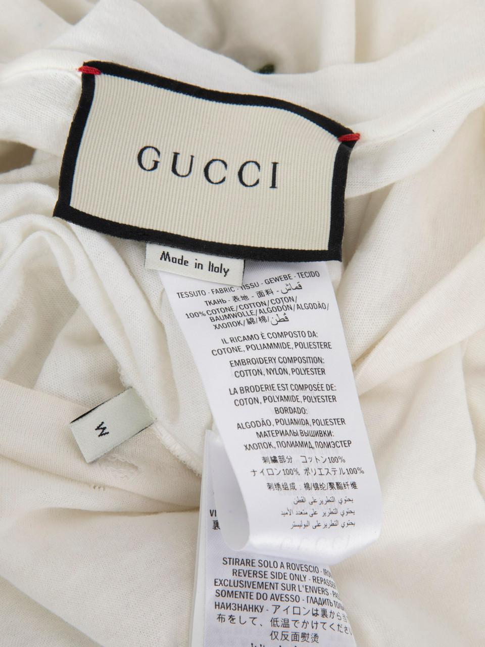 Gucci Maglietta con logo e patch floreale bianca taglia M. T. I. M. I. in vendita 4
