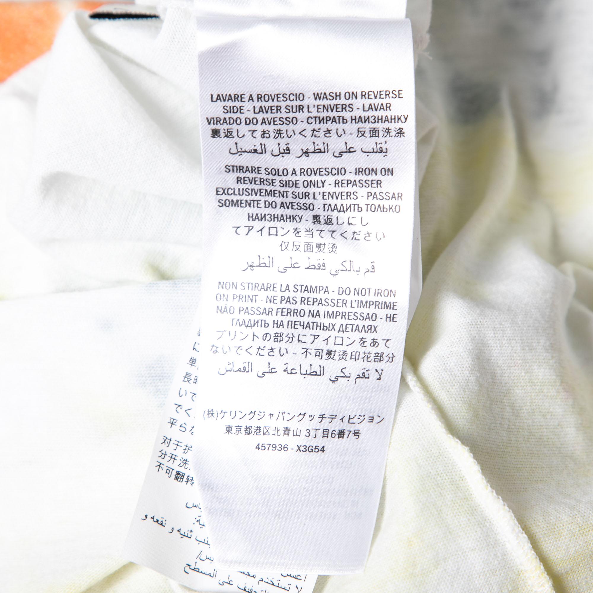 Gray Gucci White Logo Print Cotton Tie Dye T-Shirt L