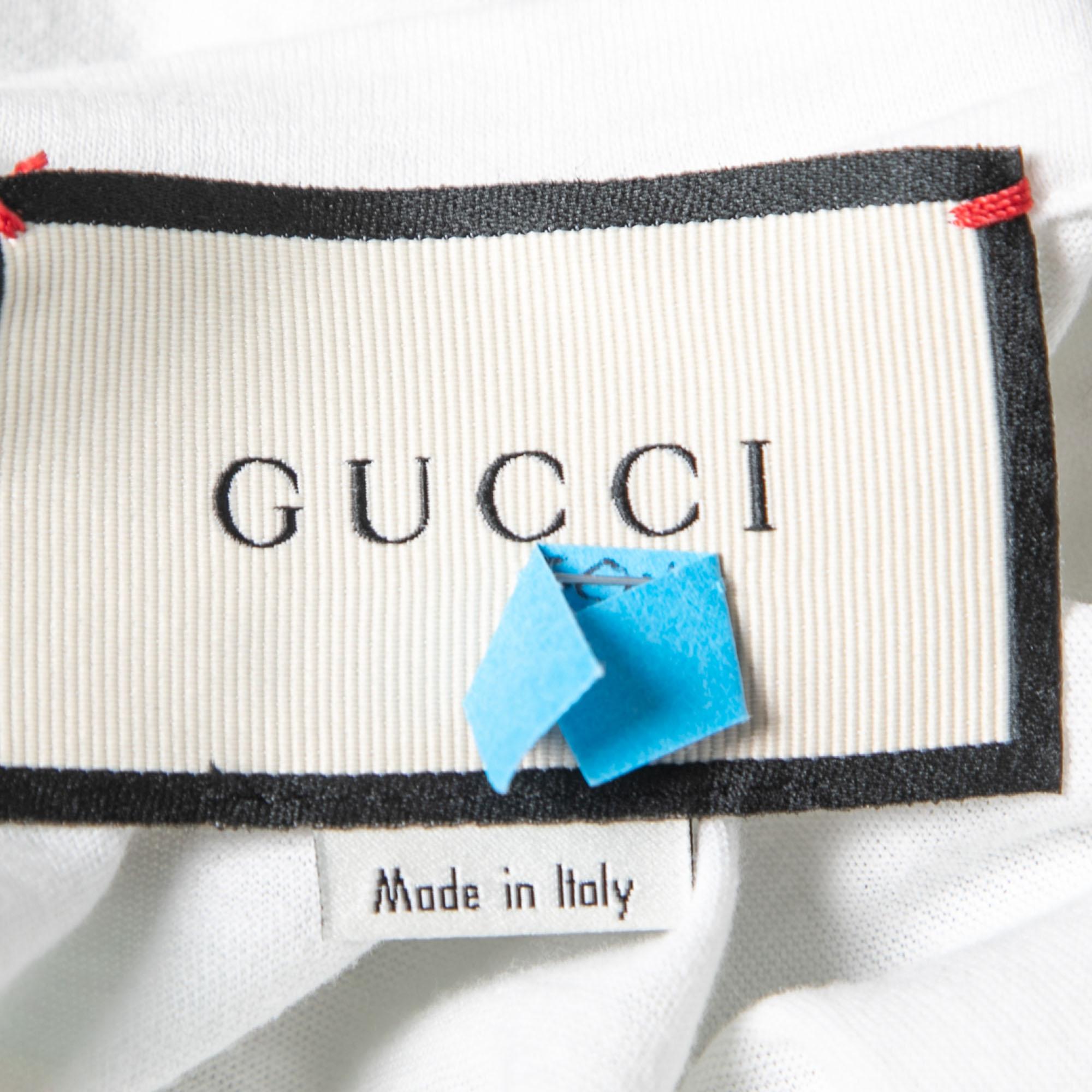 Gucci White Logo Print Cotton Tie Dye T-Shirt L In Good Condition In Dubai, Al Qouz 2