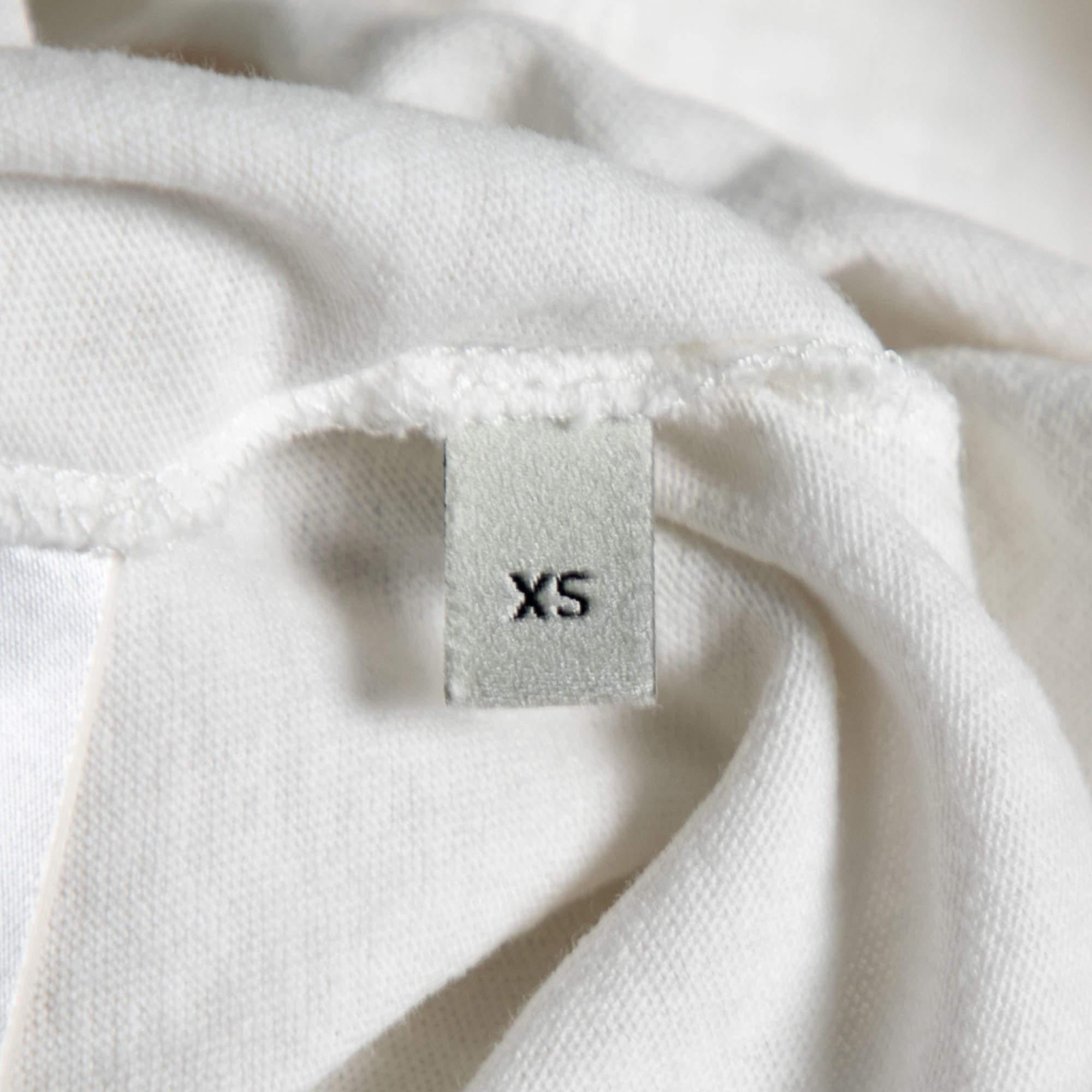 Gucci Camiseta blanca de algodón estampada y bordada con logotipo XS 2