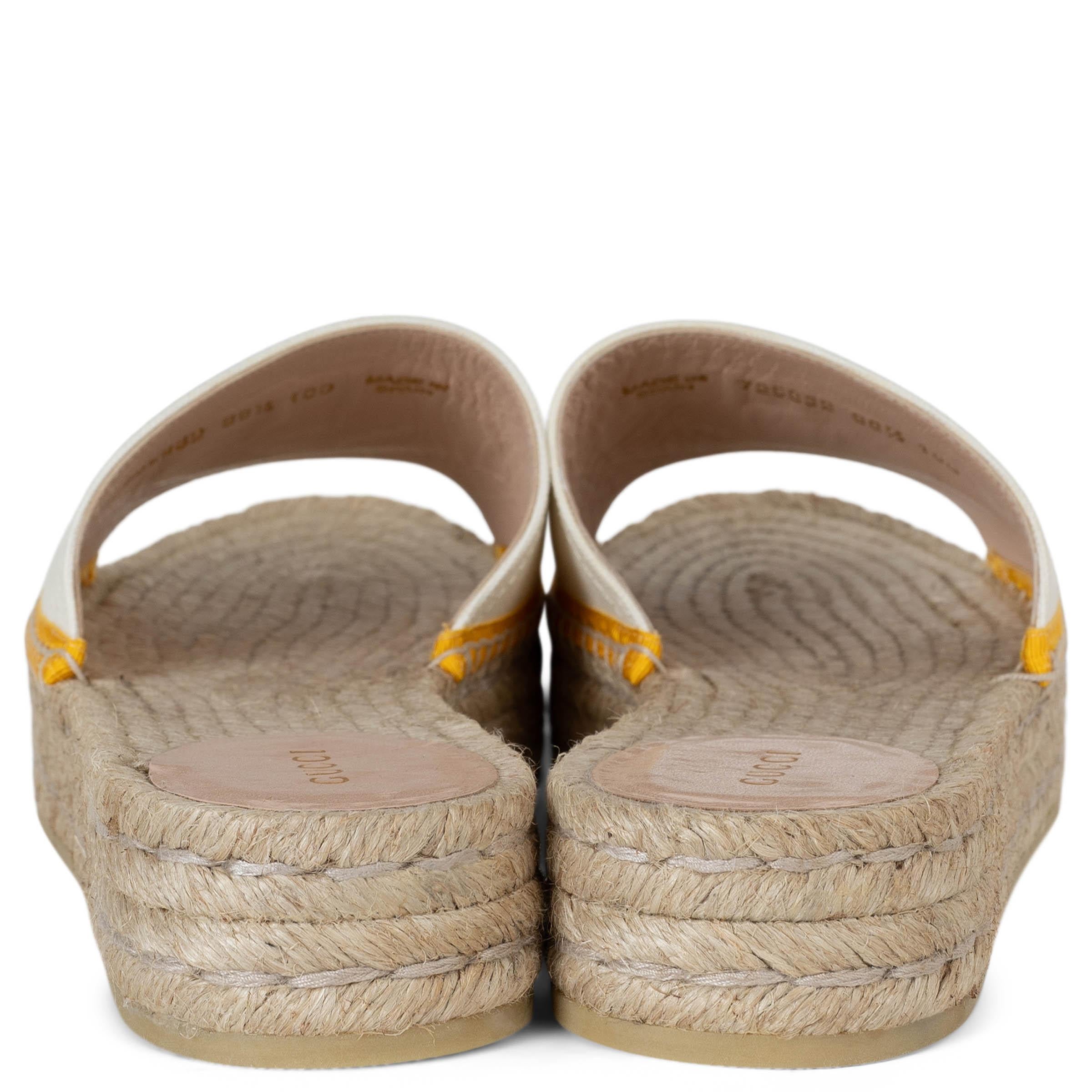 GUCCI white & mais canvas PILAR ESPADRILLE SLIDE Sandals Shoes 38.5 In New Condition For Sale In Zürich, CH