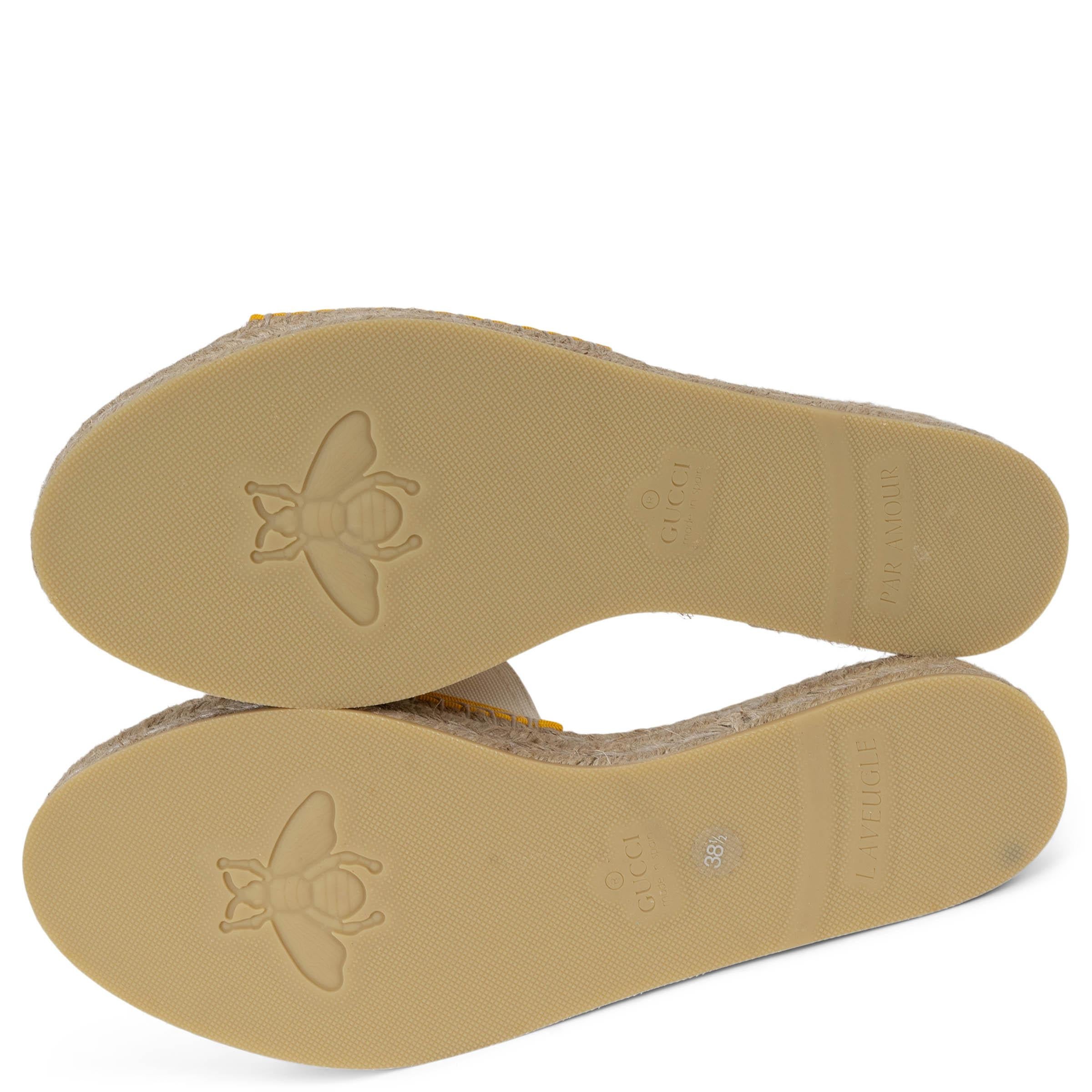 GUCCI white & mais canvas PILAR ESPADRILLE SLIDE Sandals Shoes 38.5 For Sale 2