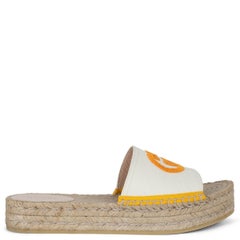 GUCCI white & mais canvas PILAR ESPADRILLE SLIDE Sandals Shoes 38.5