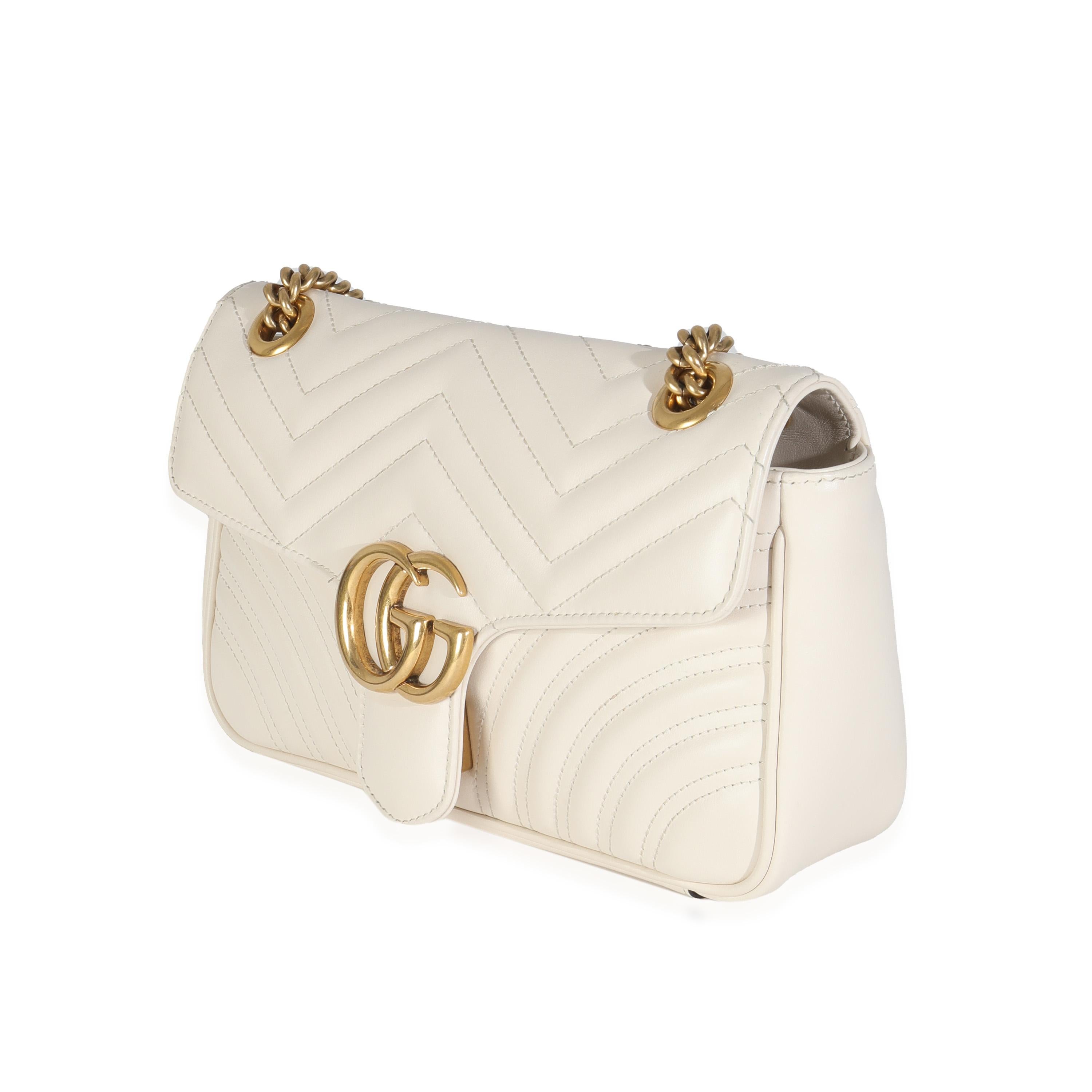 Women's Gucci White Matelasse Calfskin Small GG Marmont Bag For Sale