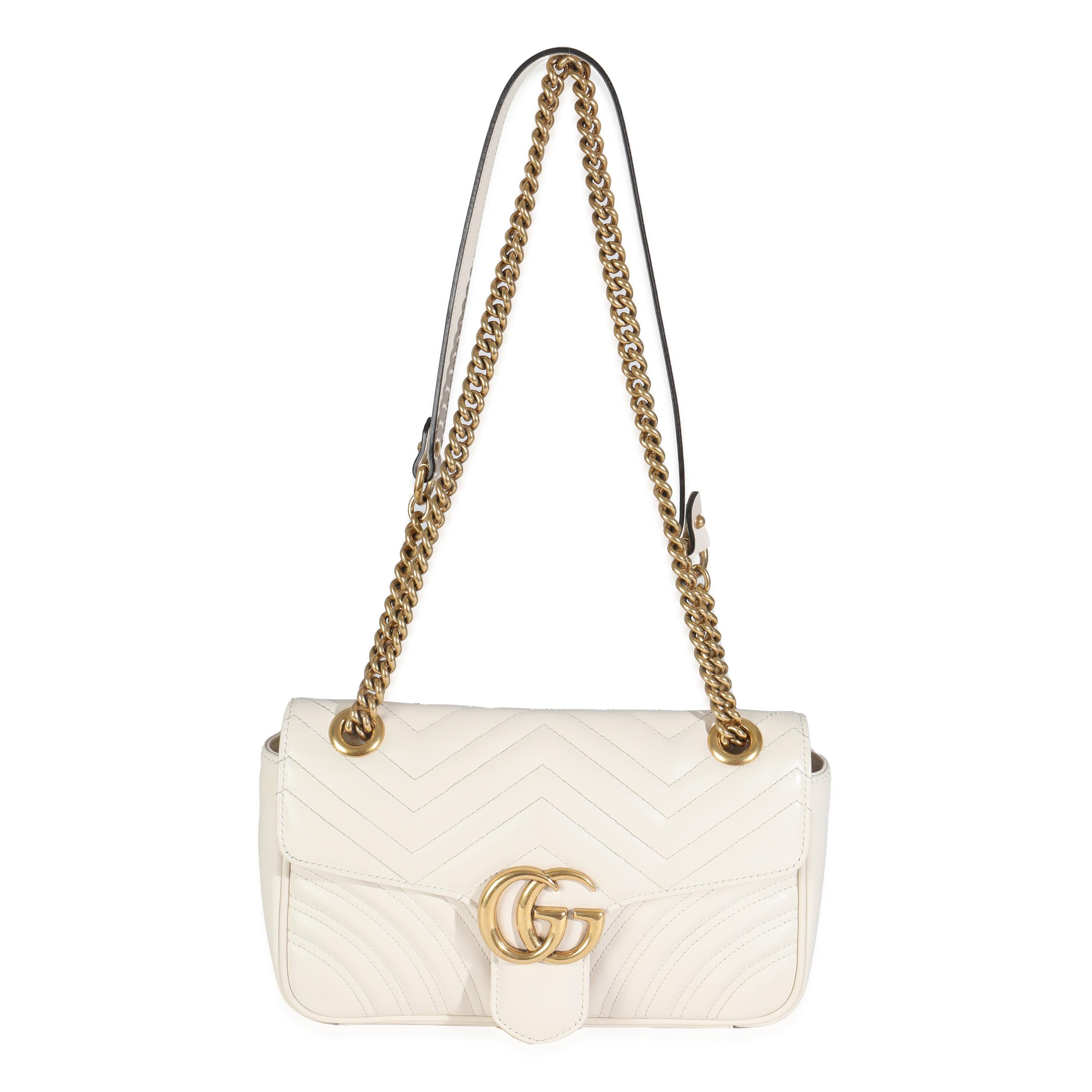 Gucci White Matelasse Calfskin Small GG Marmont Bag For Sale 2