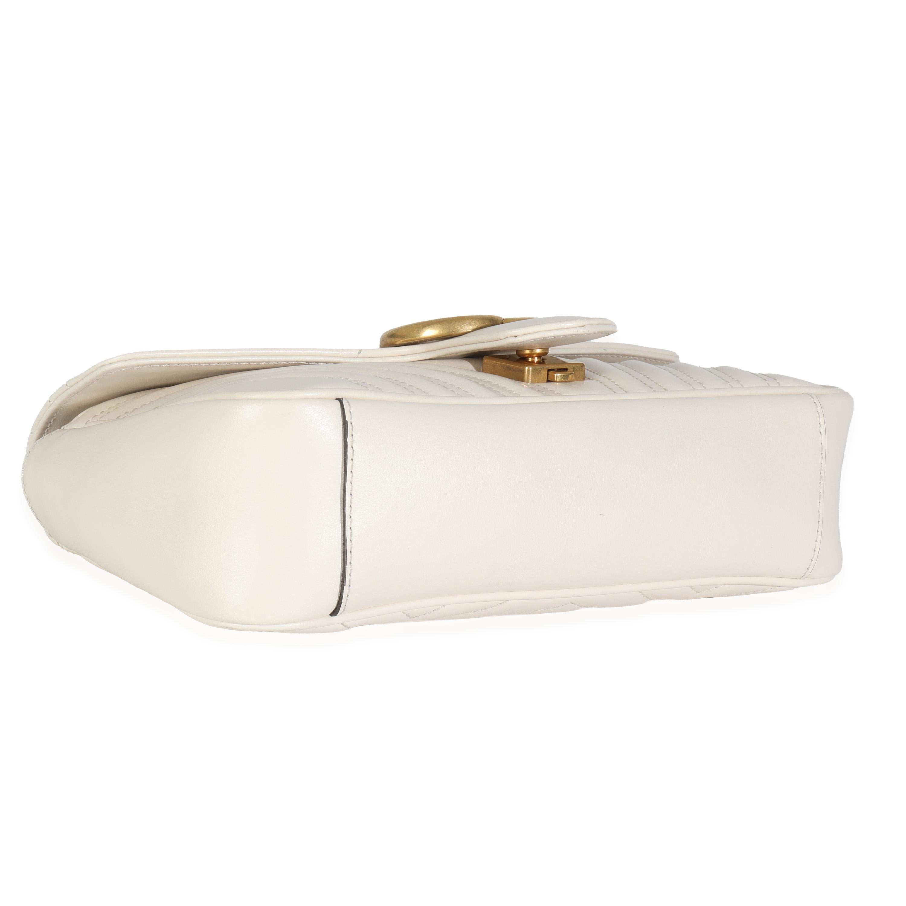 Gucci White Matelasse Calfskin Small GG Marmont Bag For Sale 3