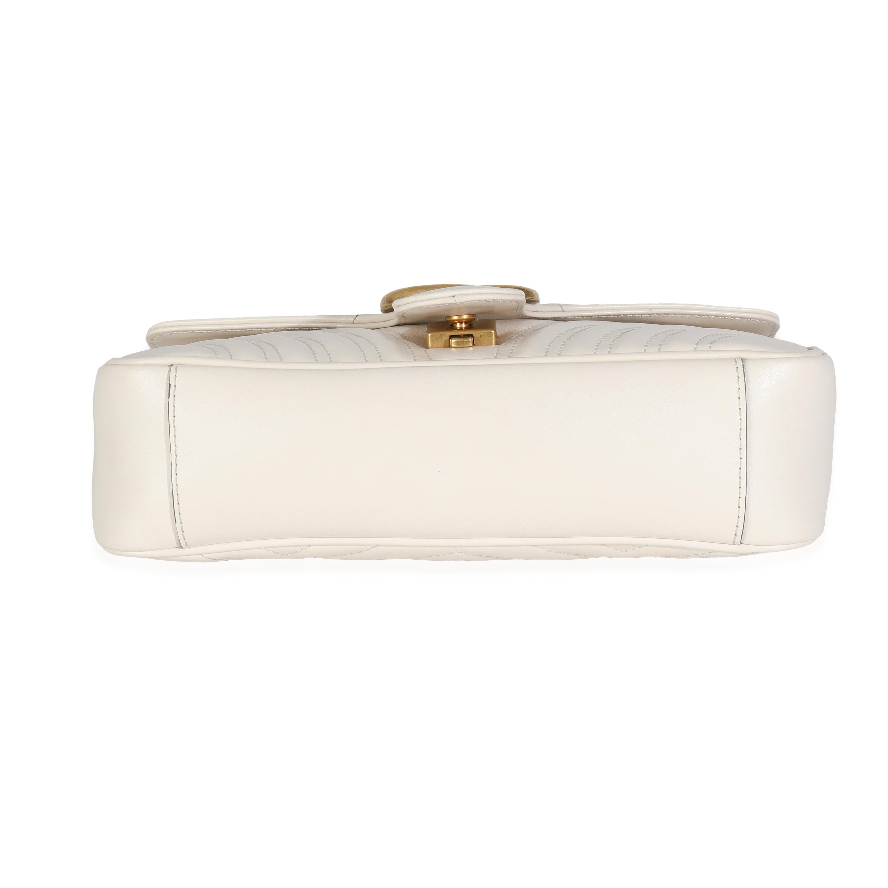 Gucci White Matelasse Calfskin Small GG Marmont Bag For Sale 4