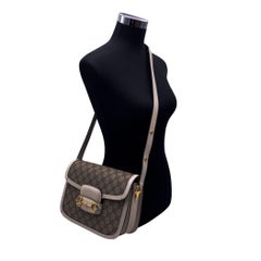 Gucci White Medium Horsebit 1955 Monogram Canvas Shoulder Bag