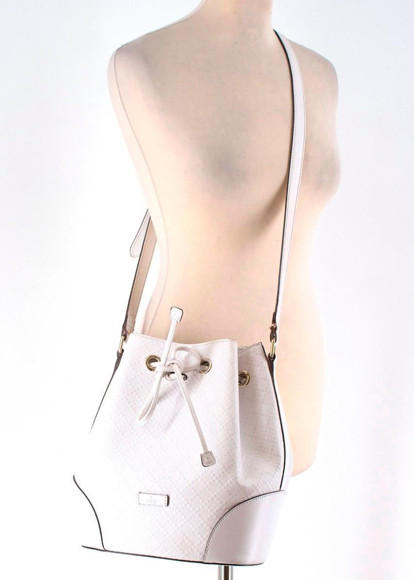  Gucci White Medium Leather Bucket Bag 3
