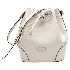 Gucci White Medium Leather Bucket Bag