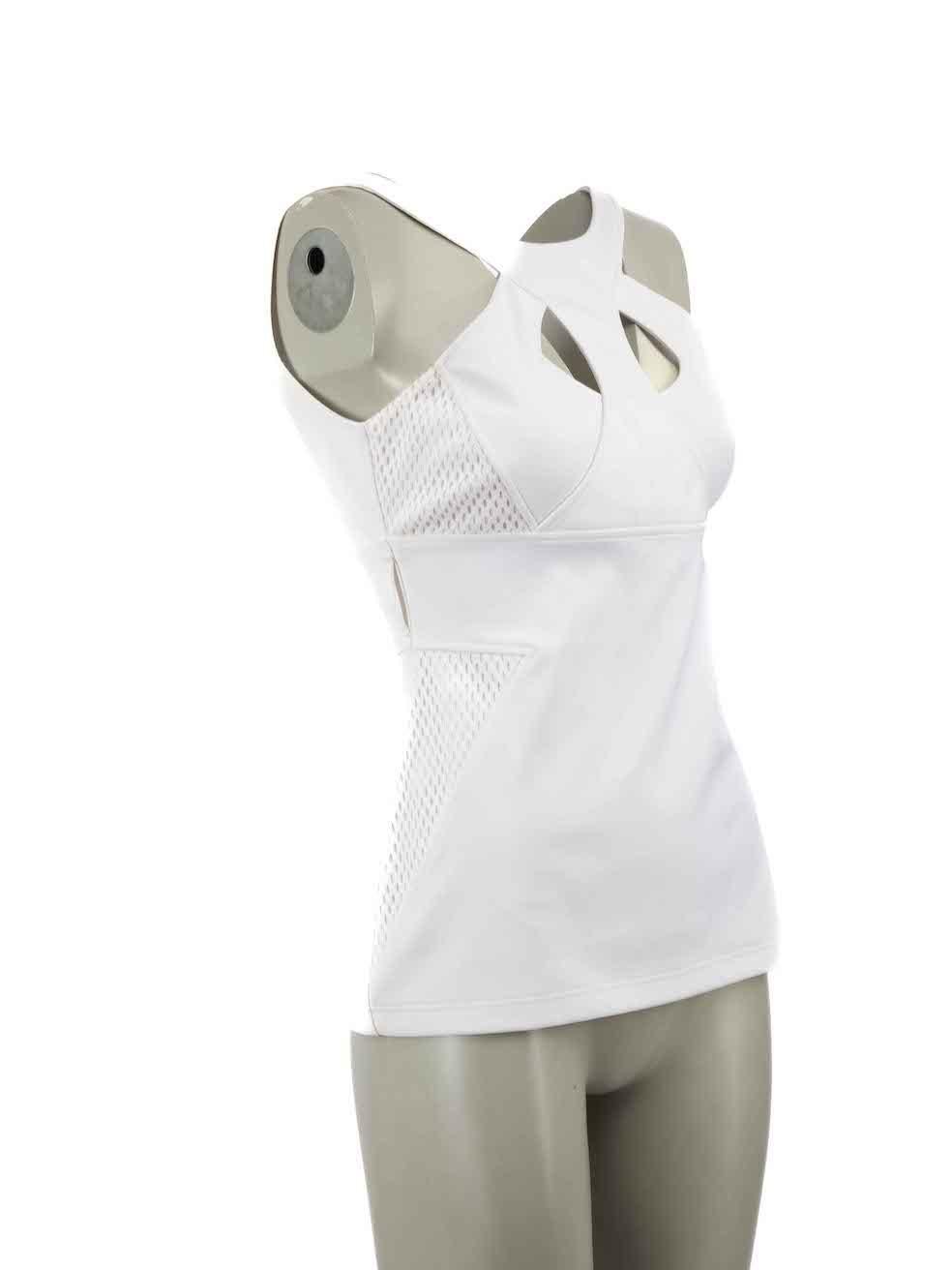 CONDITION is Very good. Minimal wear to top is evident. Minimal wear to the front with light markings on this used Gucci designer resale item.

Details
White
Synthetic
Race tank top
Mesh panels
Cut outs
Side zip fastening
Made in Italy