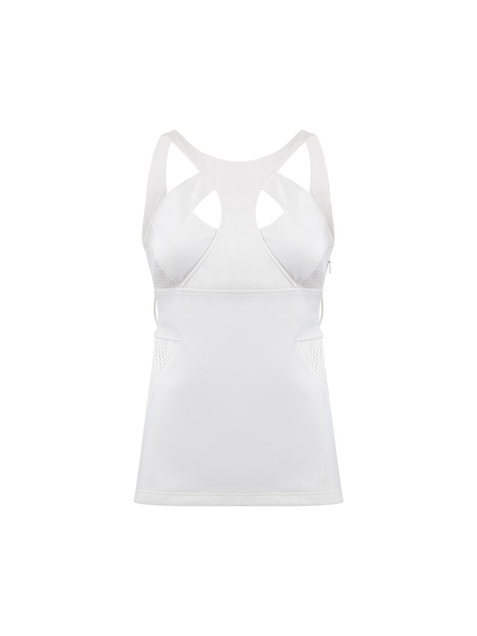 Gucci White Mesh Panel Racer Sleeveless Top Size S For Sale