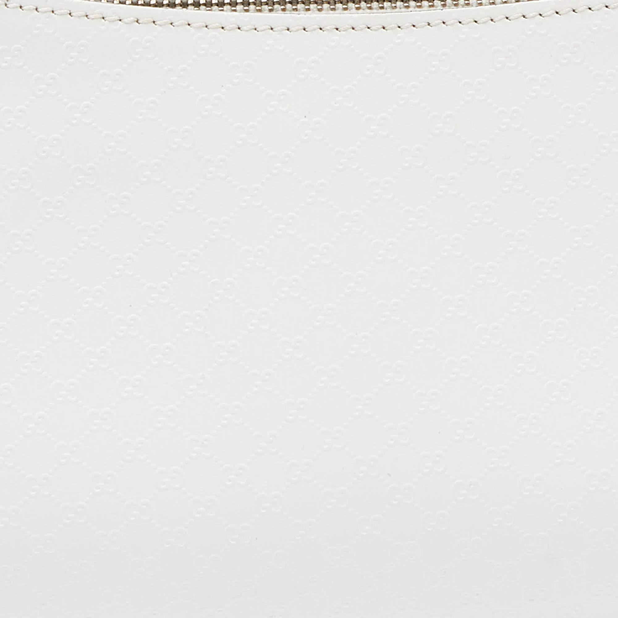 Gucci White Microguccissima Leather Zip Baguette Bag 7