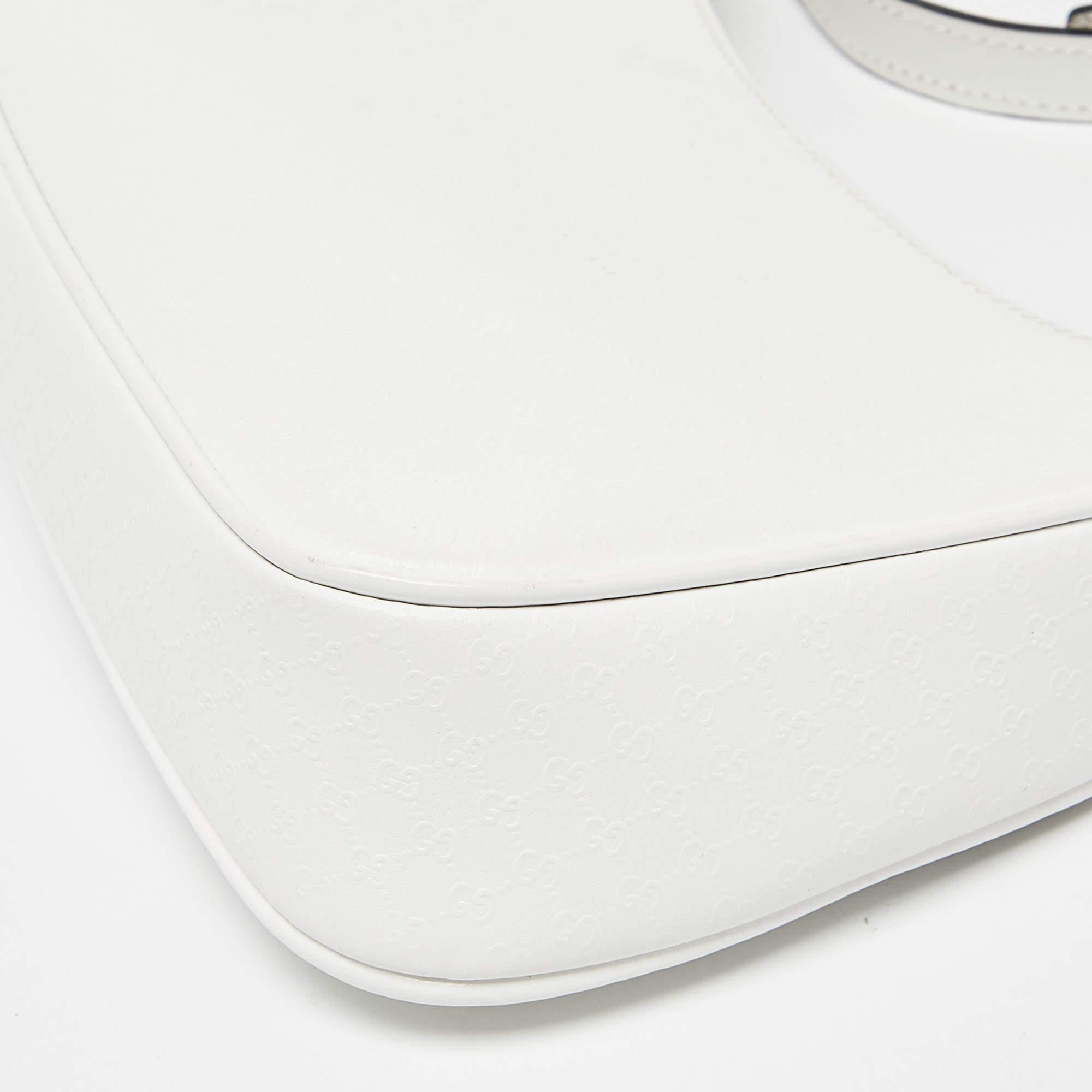 Gucci White Microguccissima Leather Zip Baguette Bag 3