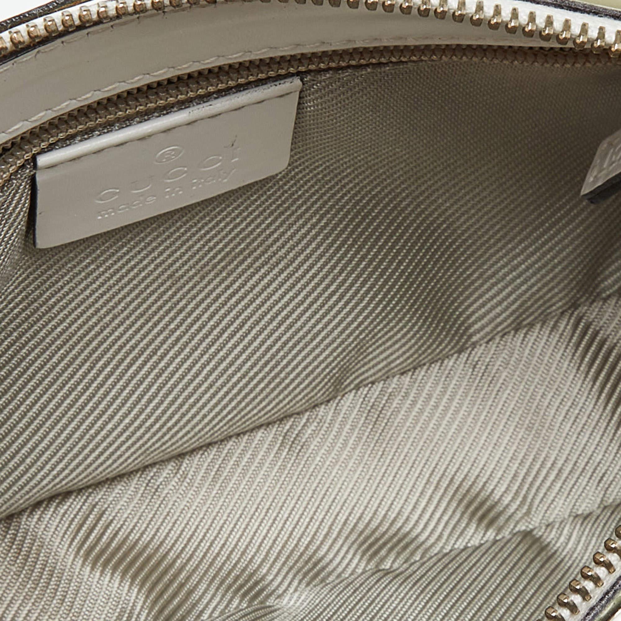 Gucci White Microguccissima Leather Zip Baguette Bag 4
