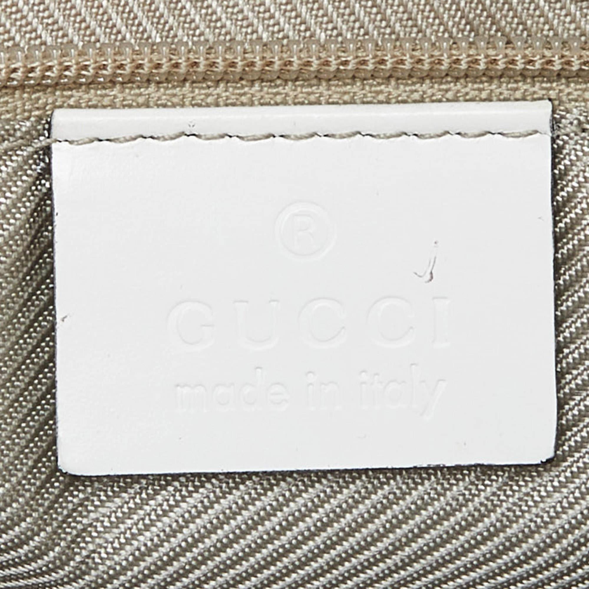 Gucci White Microguccissima Leather Zip Baguette Bag 5