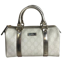 Gucci white monogram bauletto hand bag