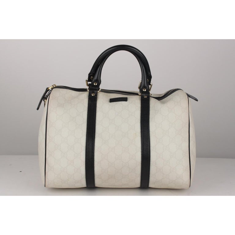 GUCCI Bag, Speedy Model, in Gray Monogram Canvas and Burgundy Patent  Leather For Sale at 1stDibs