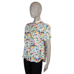 Camisa GUCCI de popelín de algodón blanco y multicolor con estampado de cerezas, colección 2023, talla 38 XS