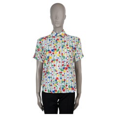 Camisa GUCCI de popelín de algodón blanco y multicolor con estampado de cerezas, colección 2023, talla 38 XS