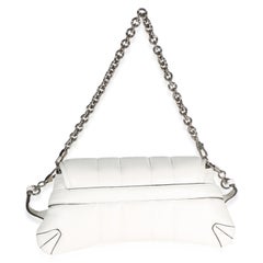 Gucci White Nappa Vertical Matelasse Small Horsebit Chain Shoulder Bag