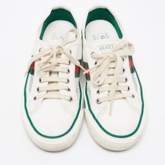 Weiße Tennis-Turnschuhe aus Netz und Stoff mit Schnürung von Gucci, Größe 38