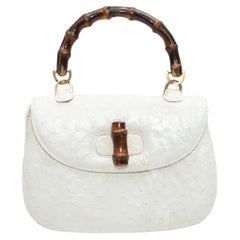 Gucci White Ostrich Leather Handbag