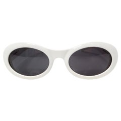 Gucci White Oval Goggle Style GG Tinted Sunglasses circa Y2K