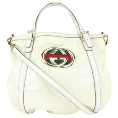 Gucci White Patent Britt Hobo 2way Bag 1GG104