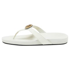 Gucci White Patent Leather Hysteria Thong Flat Slide Sandals Size 38.5