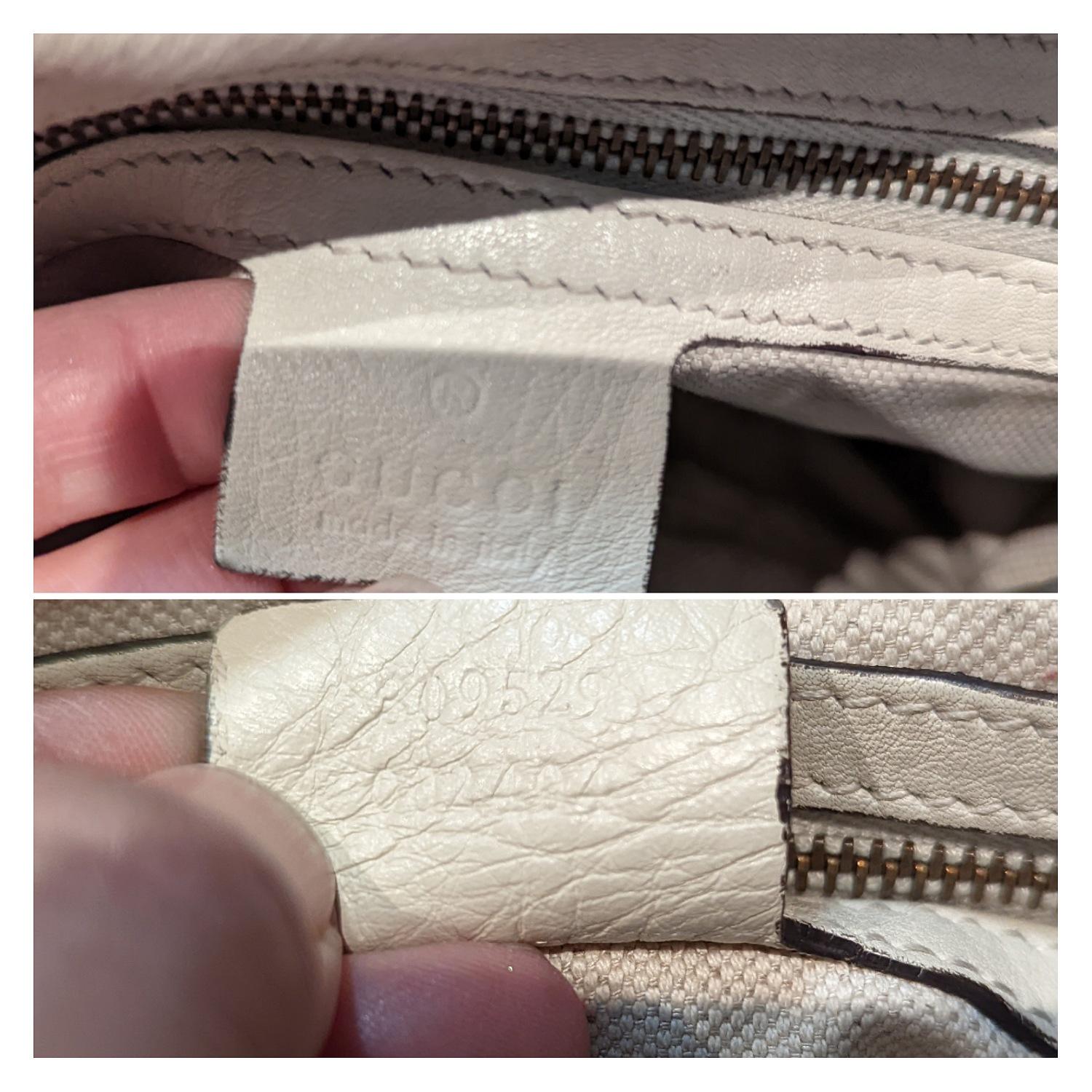 Gucci White Pebbled Leather Twill Top Handle Bag In Good Condition In Scottsdale, AZ