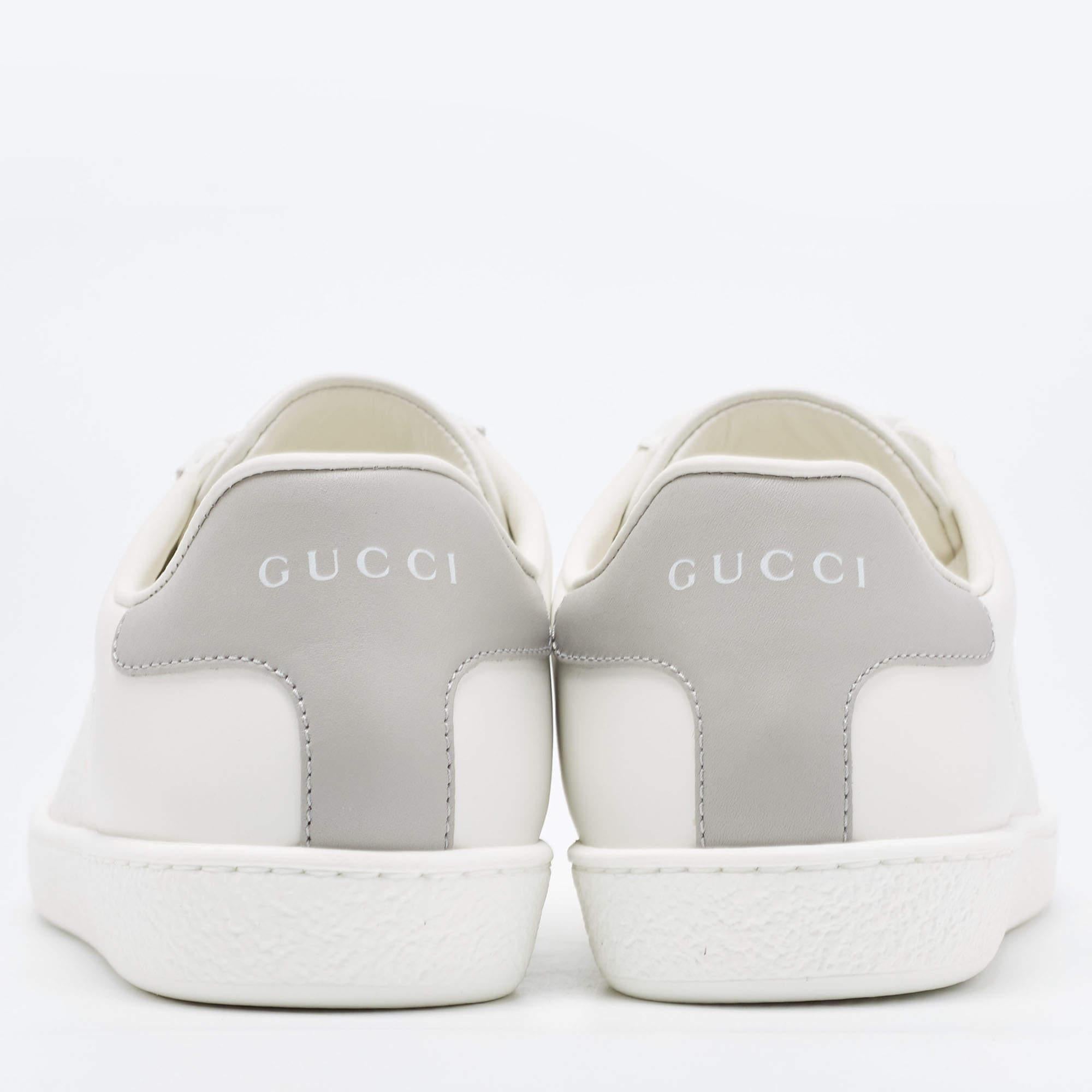 Gucci White Perforated Interlocking G Leather Ace Low Top Sneakers Size 38 2