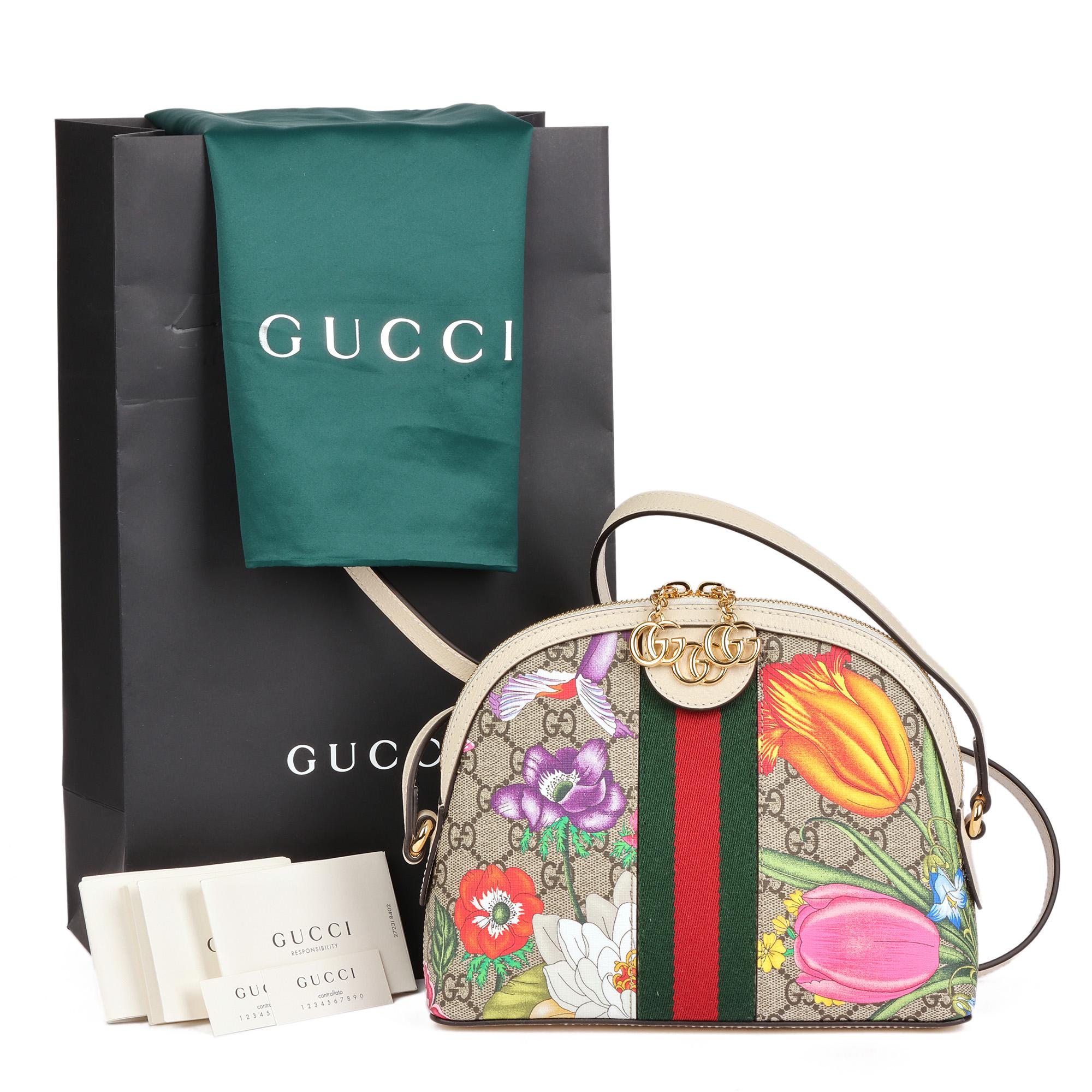 GUCCI White Pigskin Leather & GG Supreme Flora Canvas Small Orphidia Shoulder Ba 6